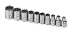 10 Piece 1/4" Drive 12 Pt Standard Fractional Chrome Socket Set