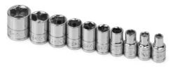 10 Piece 1/4" Drive 6 Pt Standard Fractional Chrome Socket Set