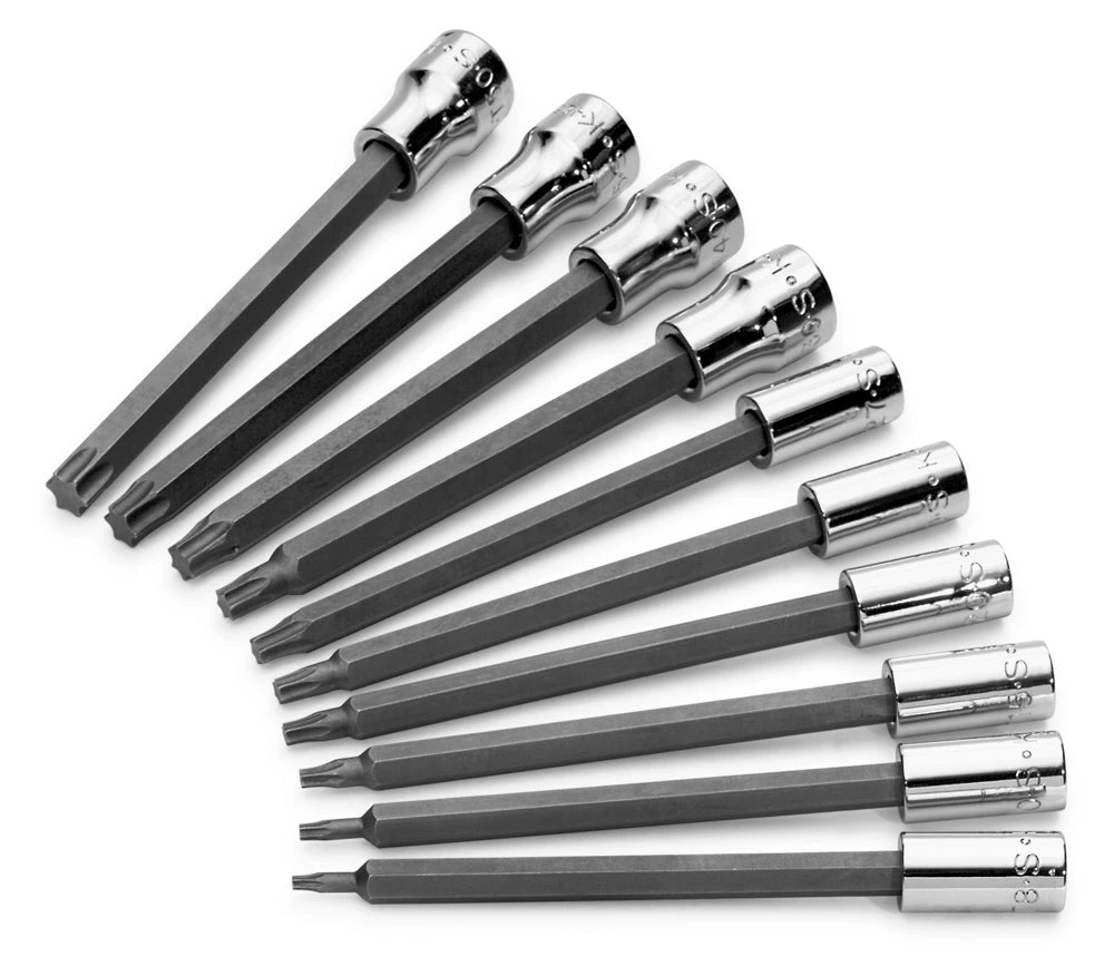 10 Piece 1/4" Drive & 3/8" Drive Long Torx Bit Socket Set