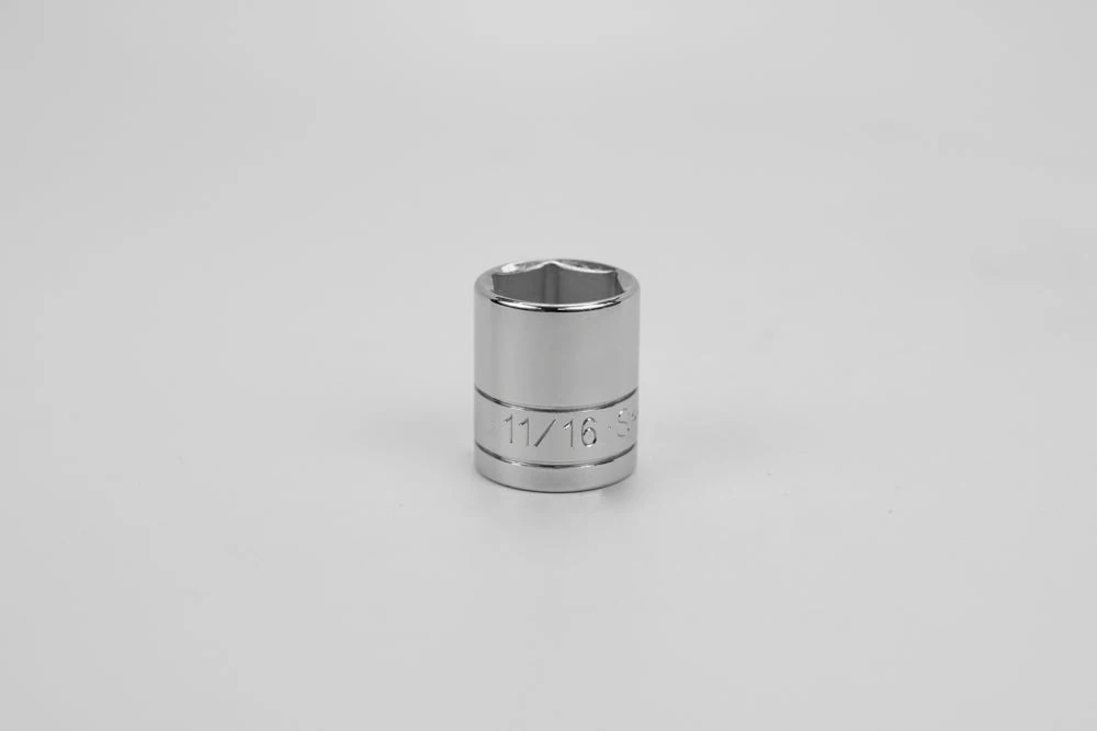 11/16" 3/8" Drive 6 Point Fractional Standard Chrome Socket