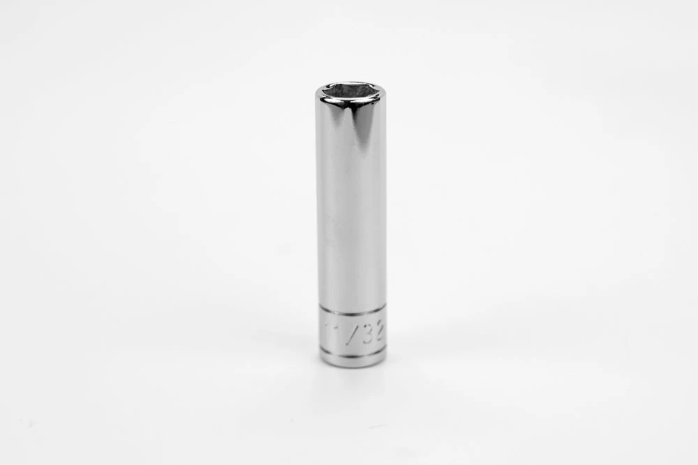 11/32" 1/4" Drive 6 Point Fractional Deep Chrome Socket