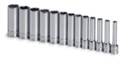 13 Piece 1/4" Drive 6 Point Deep Metric Chrome Socket Set