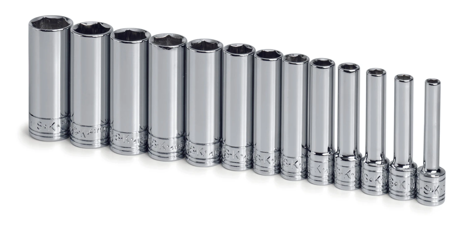 13 Piece 1/4" Drive 6 Point Deep Metric Chrome Socket Set
