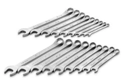 18 Piece 12 Pt SAE/Metric Regular Combination Chrome Wrench Set