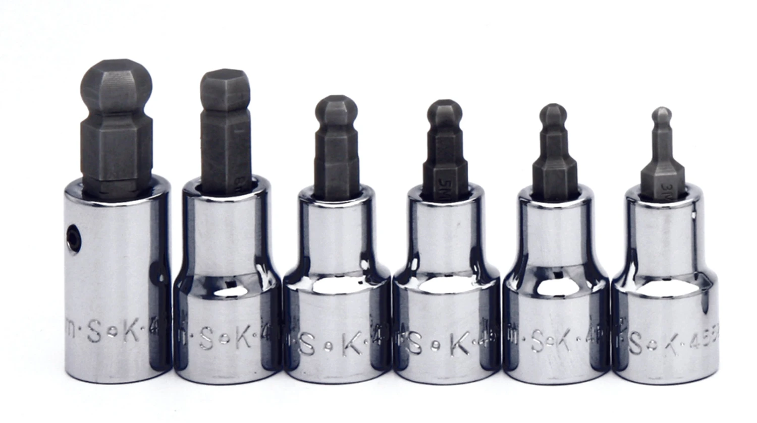 6 Piece 3/8" Drive Fractional Ball Hex Bit Socket Set