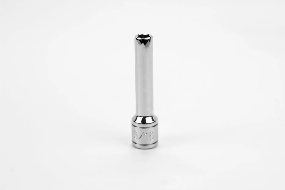 3/16" 1/4" Drive 6 Point Fractional Deep Chrome Socket