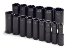 15 Piece 1/2" Drive 6 Point Fractional Deep Impact Socket Set