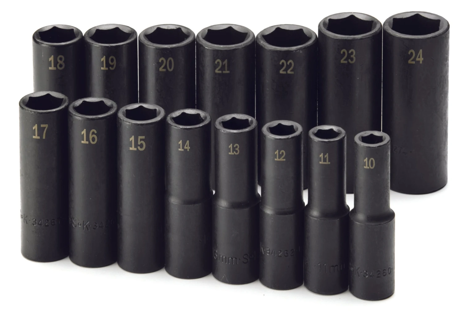 15 Piece 1/2" Drive 6 Point Metric Deep Impact Socket Set