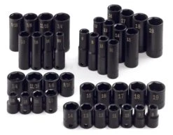 40 Piece 3/8" Drive 6 Pt SAE/Metric Standard Impact Socket Set