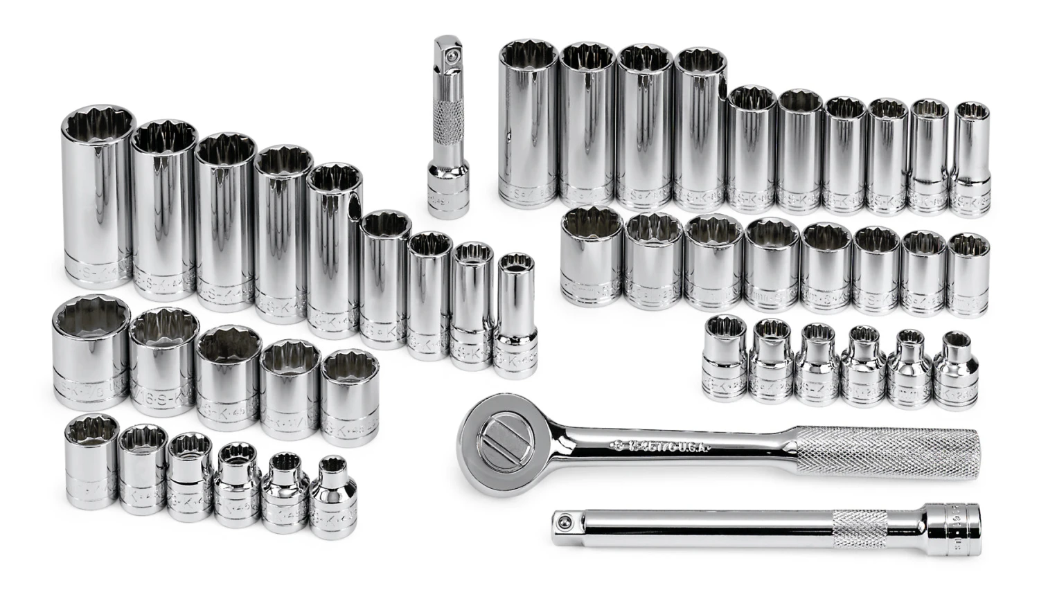 47 Piece 3/8" Drive 12 Pt Std And Deep SAE And Metric Socket Set