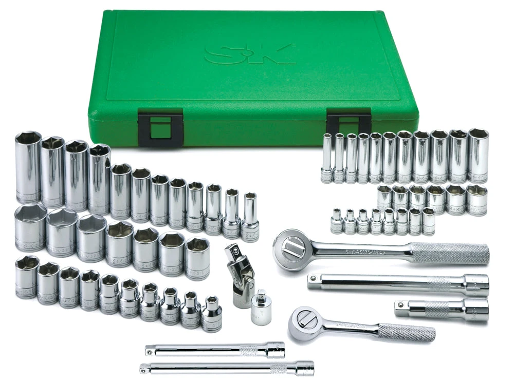 62 Piece 3/8" And 1/4" Drive Std And Deep Metric Socket Set