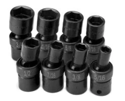 8 Piece 3/8" Drive 6 Point Swivel Fractional Impact Socket Set
