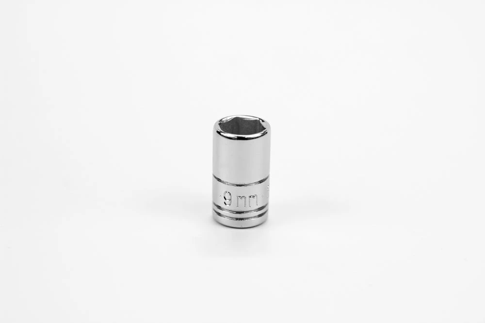9 Mm 1/4" Drive 6 Point Metric Standard Chrome Socket